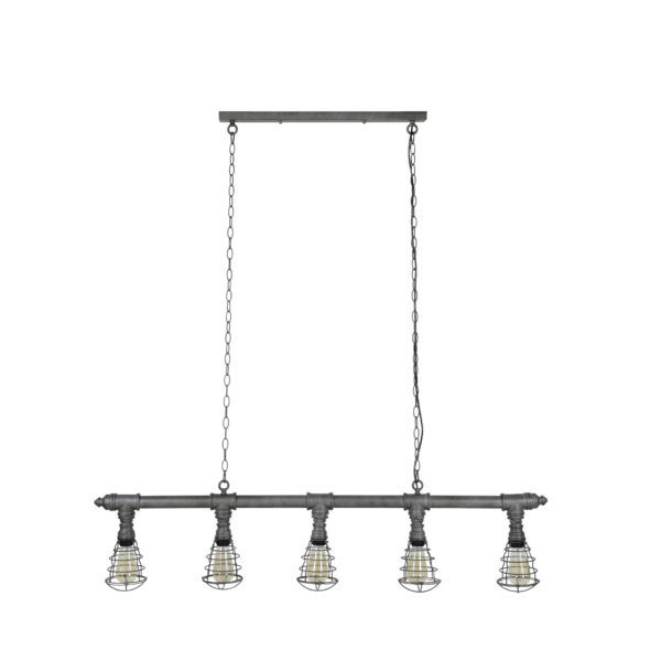 D - Hoyz - Hanglamp Industrial Tube - 5xØ12 - Grijs/Zwart