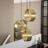 D - Hoyz - Hanglamp Vegas met 3 ronde lampen - Goud afgewerkt - 150cm lang - Getrapt - Industriële Hanglamp voor woonkamer of eetkamer