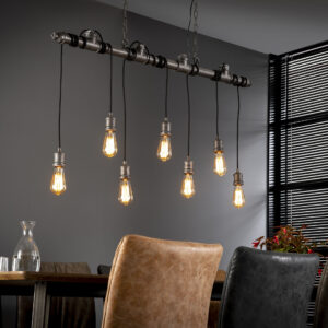 D - Hoyz - Hanglamp Industrial Tube - 7xØ12 - Grijs/Zwart