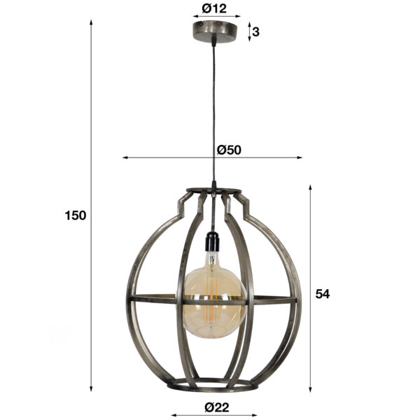 048d-db1b-4d57-9f04-b4f500193d4a.jpg D - Hoyz - Hanglamp Globo - 50x54x150 - Grijs/Zwart - 1 Lichtbron