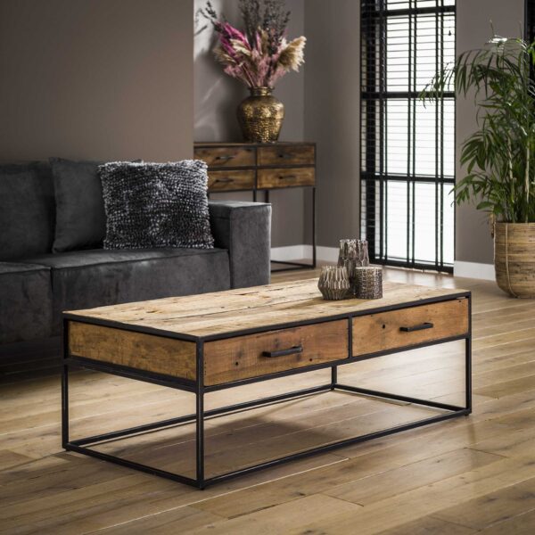 D - Hoyz - Salontafel Float met Lades - Hardhout  - 120x60cm