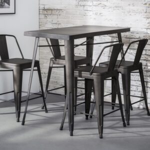 D - Hoyz - Bartafel Bistro - 60x120x92cm - 4 Personen - Zwart/Grijs