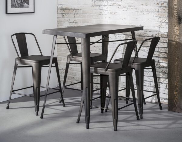 D - Hoyz - Bartafel Bistro - 60x120x92cm - 4 Personen - Zwart/Grijs