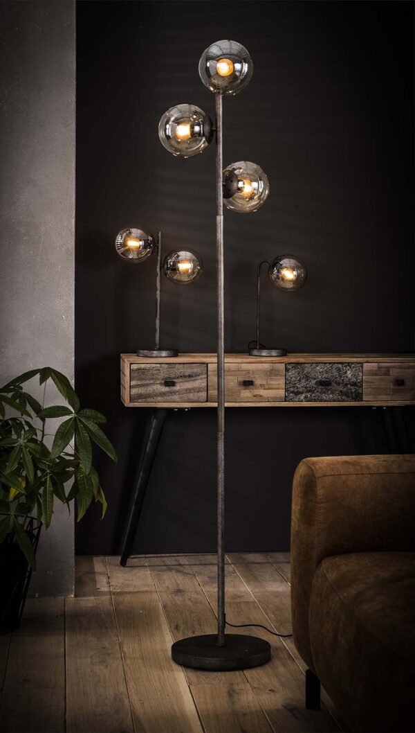 D - Hoyz - Vloerlamp Ronde Bol - 3 Lampen - 35x35x170 - Grijs