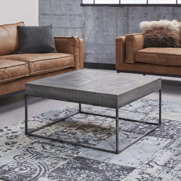 D - Hoyz- Salontafel Grado - Grijs Afgewerkt - Mangohout - 80x80x40cm