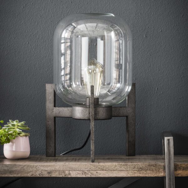 D - Hoyz - Tafellamp Glas Support - 28x28x44 - Standaard - Grijs/Zwart