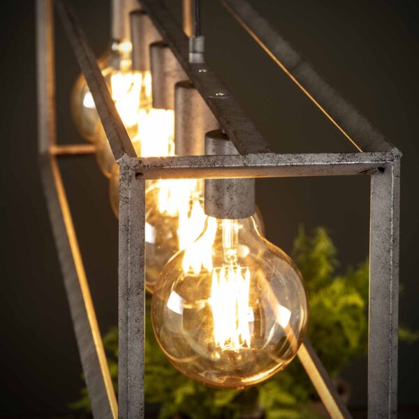 D - Hoyz - Hanglamp - 5 Armatuur Punten - Stalen Frame 45 graden - Vintage Look