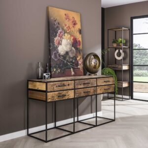 0ea4-e396-458e-ba78-d8b5963159ac.jpg D - Hoyz - Dressoir Float met 6 Lades - 160cm Breed - Hardhout