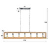 D - Hoyz - Hanglamp - 7 armatuur punten - Mango Houten Frame - Rechthoekig