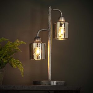 0fbf-c18b-46af-811f-3465f51edd5a.jpg D - Hoyz - Tafellampen Harbor - Dubbele Tafellamp - Vintage Lamp - Metaal en Glas
