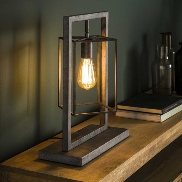 D - Hoyz - Tafellamp Cubic Tower - 1 Lamp - Grijs/Zwart - Industrieel