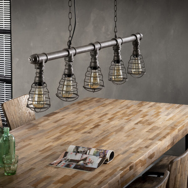 D - Hoyz - Hanglamp Industrial Tube - 5xØ12 - Grijs/Zwart