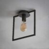 D - Plafondlamp Industrieel - 1 Lamp - Vierkant Frame - Grijs/Zwart