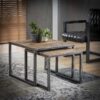 D - Hoektafel Grained - Set van 2 - 60x60x45 - Hout - Industrieel