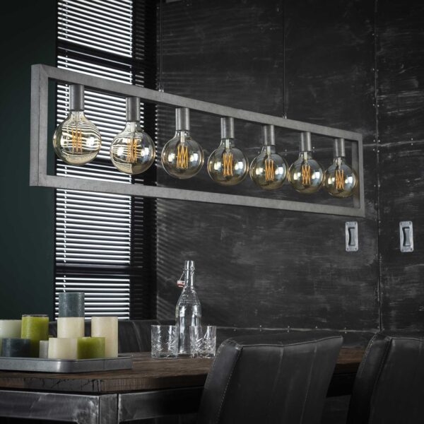 D - Hoyz - Hanglamp - 7 Armatuur Punten - Stalen Frame - Vintage Look - Serie Steps