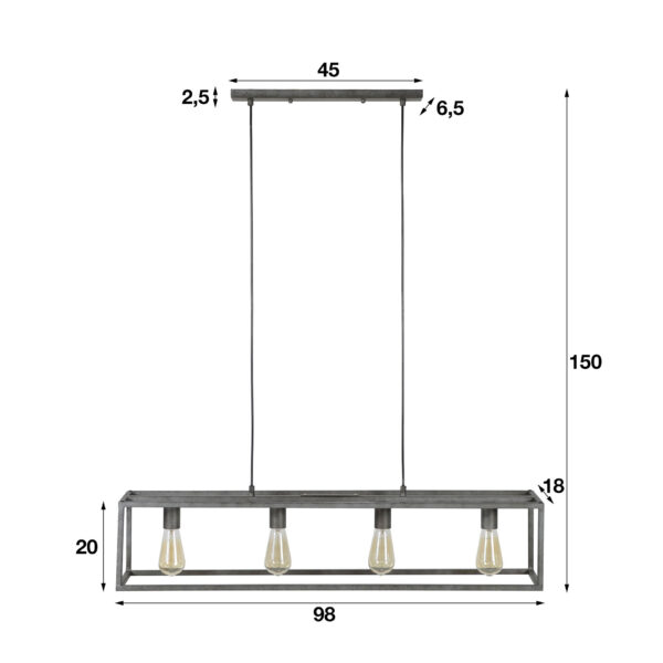 15ac-1e5e-4235-ac7b-0569a5ded6be.jpg D - Hoyz - Hanglamp Cubic - 4 Lampen - Grijs/Zwart - Industrieel