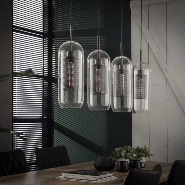 D - Hoyz - Hanglamp - 4xØ15 - Van Glas en Geperforeerd Staal