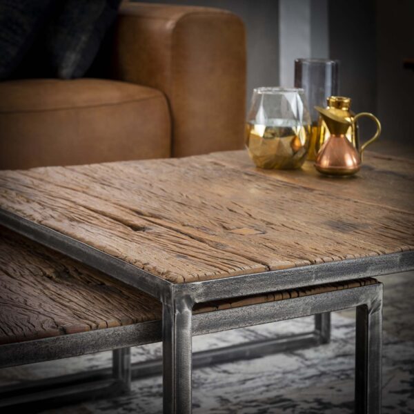 D - Hoyz - Salontafel - 80x80x40 - Bruin/Grijs - Set van 2 - Hout