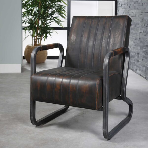 D - Hoyz - Fauteuil Vintage - Curved Frame - Bruin