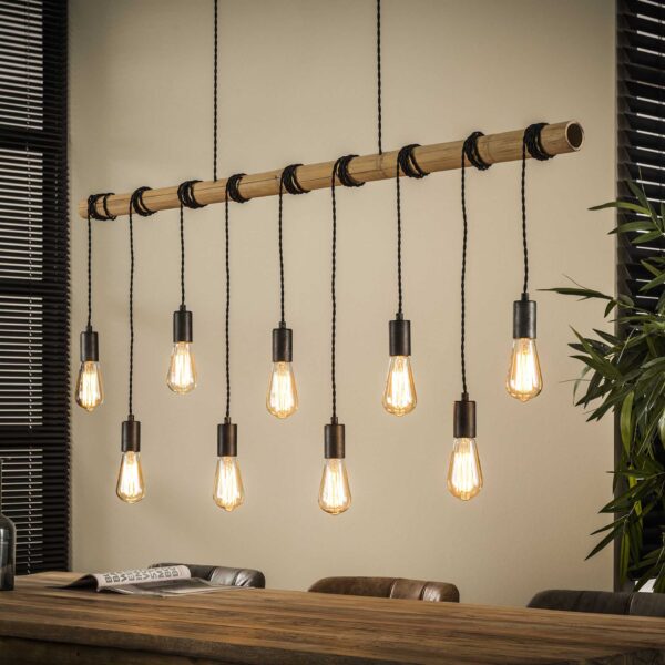 D - Hoyz - Hanglamp Bamboo Wikkel - 9 Lampen - 140x6x150