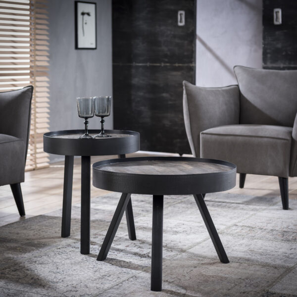 D - Hoyz - Salontafel Teca - Ø60 met Opstaande Rand - Hout - 60x60x43