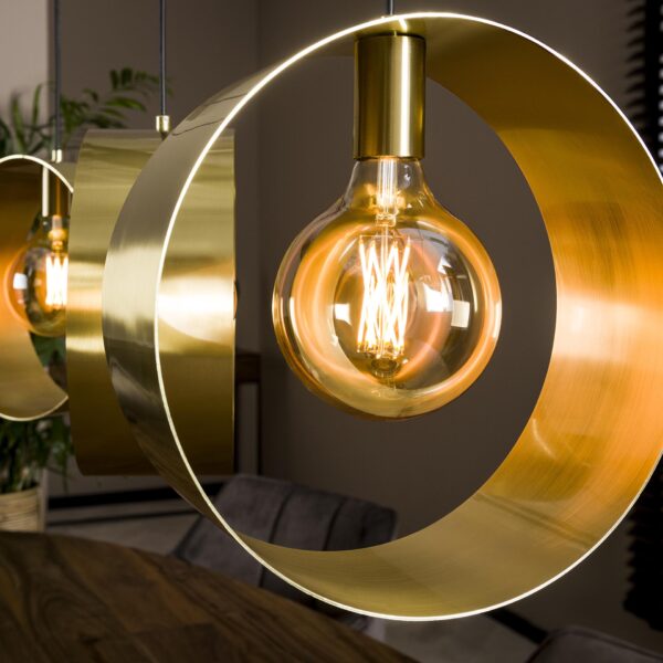 D - Hoyz - Hanglamp Vegas met 3 ronde lampen - Goud afgewerkt - 150cm lang - Industriële Hanglamp voor woonkamer of eetkamer