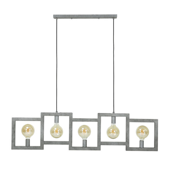 D - Hoyz - Industriele Hanglamp - 5 Lampen - Metaal Zilver - Industrieel