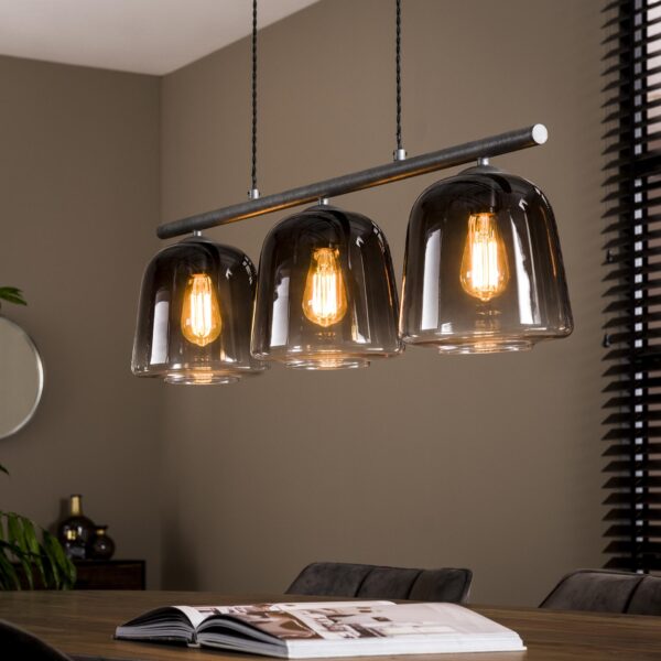 D - Hoyz - Hanglamp Grey Shaded - 3 Lampen - 97x23x150