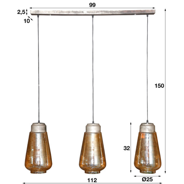 2108-141c-4f74-8ee0-7444bfb94c67.jpg D - Hoyz - Hanglamp met 3 druppelvormige lampen - Amberkleurig glas - 150cm
