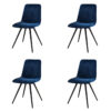 Hoyz - Stoel Velvet - Straight Stitch - Blauw - 4 stuks