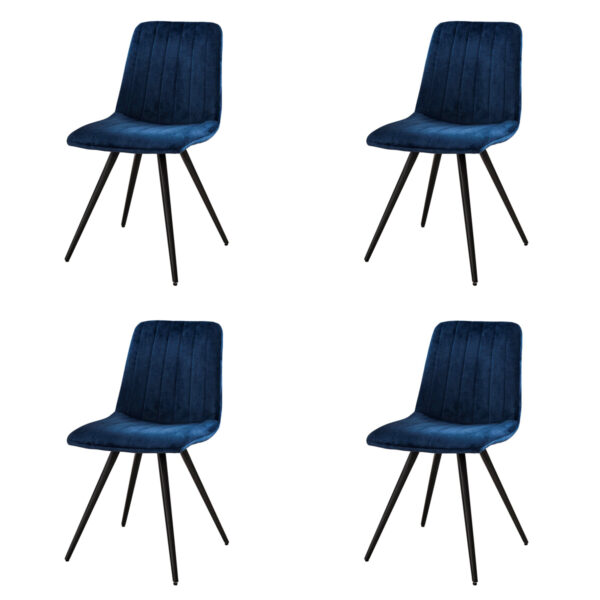 Hoyz - Stoel Velvet - Straight Stitch - Blauw - 4 stuks