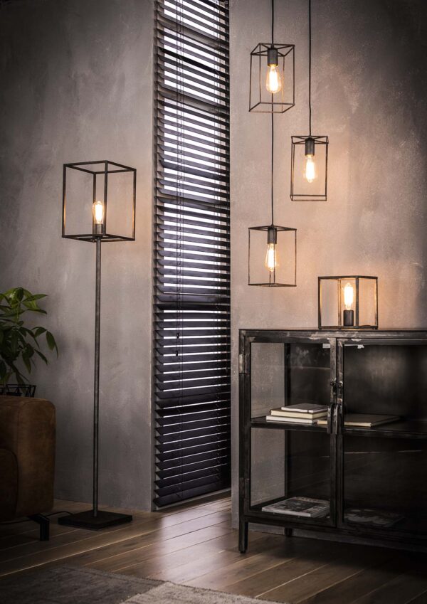 D - Hoyz - Hanglamp Cubic Getrapt - 3 Lampen - Grijs/Zwart