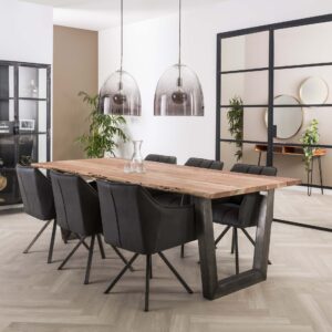 D - Hoyz - Eetkamertafel - Stam - Zwart RVS Onderstel - 240x100x77
