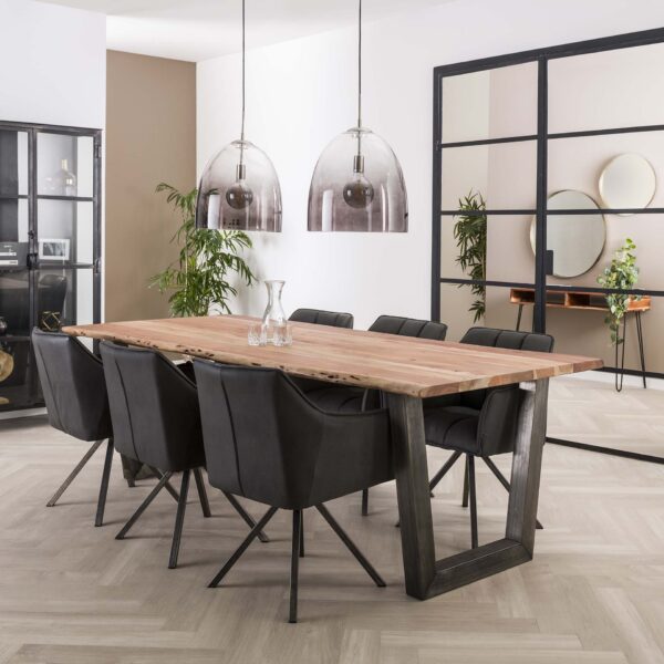 D - Hoyz - Eetkamertafel - Stam - Zwart RVS Onderstel - 240x100x77