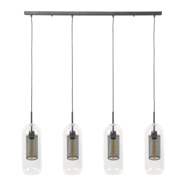 D - Hoyz - Hanglamp - 4xØ15 - Van Glas en Geperforeerd Staal