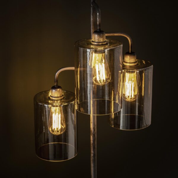 D - Hoyz - Hanglamp Kelk met 3 lampen - Amber Glas - 150cm Hoog