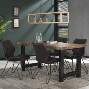 27dc-0745-4984-96b0-b52384185b5e.jpg D - Hoyz -Eetkamertafel Boomstam - Hout - Bruin - Metaal Onderstel - 165x85x77