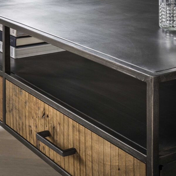 D - Hoyz - Salontafel Blend - 2 Lades - Zwart Metaal - 125x60x45cm