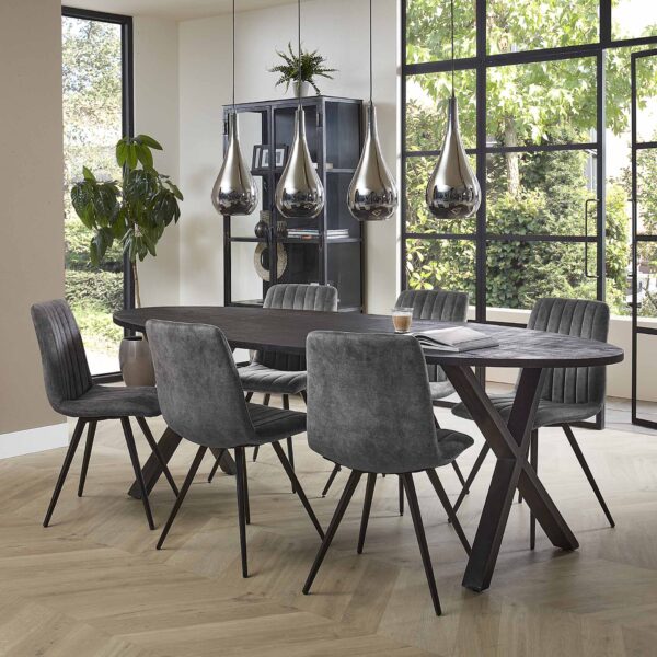D - Hoyz - Eetkamertafel Yucon Black - Ovaal - 240x105x77cm - Hout
