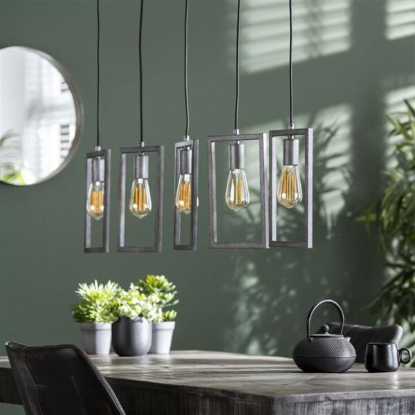 D - Hoyz - Hanglamp - 5 Metalen Hanglampen - Modern Industrieel - Diverse Hoogte
