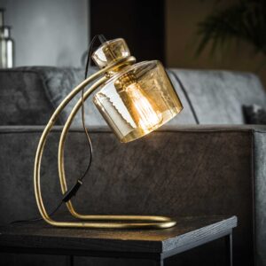 28c5-089b-430f-a340-4d1b699b9d36.jpg D - Hoyz - Tafellamp Sledepoot - Vintage Taffellamp - Industrieel - Metaal en Glas
