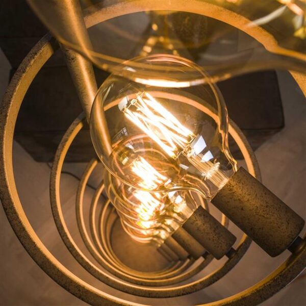 D - Hoyz - Vloerlamp Industrieel - 7 Lampen - Circular - Zwart/Grijs