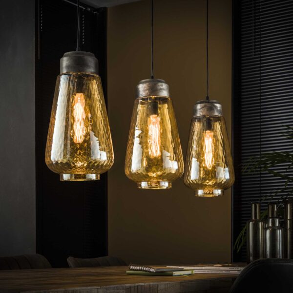 2e10-1681-47b3-916c-d6f4f8ae0bd1.jpg D - Hoyz - Hanglamp met 3 druppelvormige lampen - Amberkleurig glas - 150cm