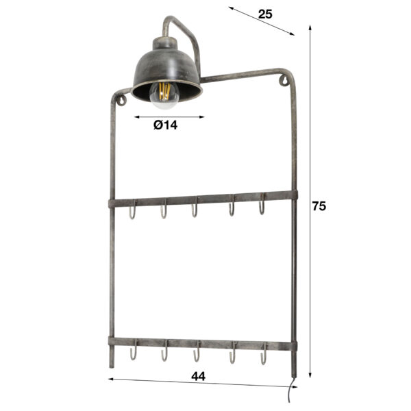 2e25-9228-436e-8188-772c53d1c23d.jpg D - Hoyz - Kapstoklamp - Grijs - Wandkapstok met Lamp - 75cm Hoog