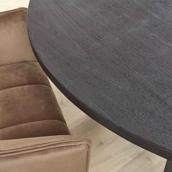 D - Eetkamertafel Yucon Black - Ø120 - Bruin - 120x120x77