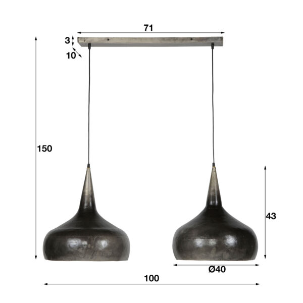 D - Hoyz - Hanglamp Trechter - 2x Ø40 Rond - 100x40x150