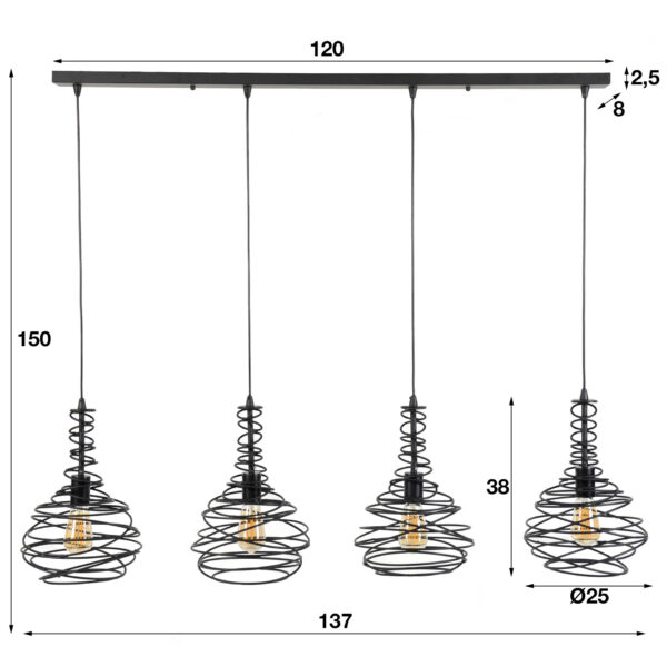 3098-1cf7-45aa-a7b7-7ccd38c23d85.jpg D - Hoyz - Hanglamp - 4 Lampen - Ø25 - Kegel Spiraal