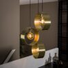 D - Hoyz - Hanglamp Vegas met 3 ronde lampen - Goud afgewerkt - 150cm lang - Getrapt - Industriële Hanglamp voor woonkamer of eetkamer