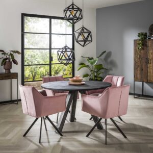 D - Eetkamertafel Yucon Black - Ø120 - Bruin - 120x120x77