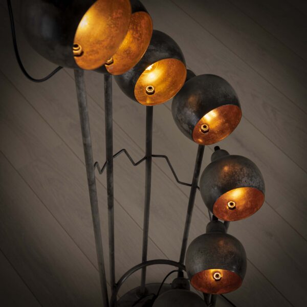 D - Industriele Vloerlamp - 8 Lampen - Spiralo - Vintage - Zwart